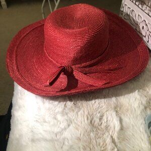 Like NEW - Beautiful Red Summer Sun Hat - Frank Clive for I. Magnin designer